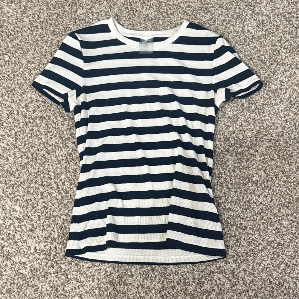 CALIA by Carrie Underwood Black and White Striped Tee